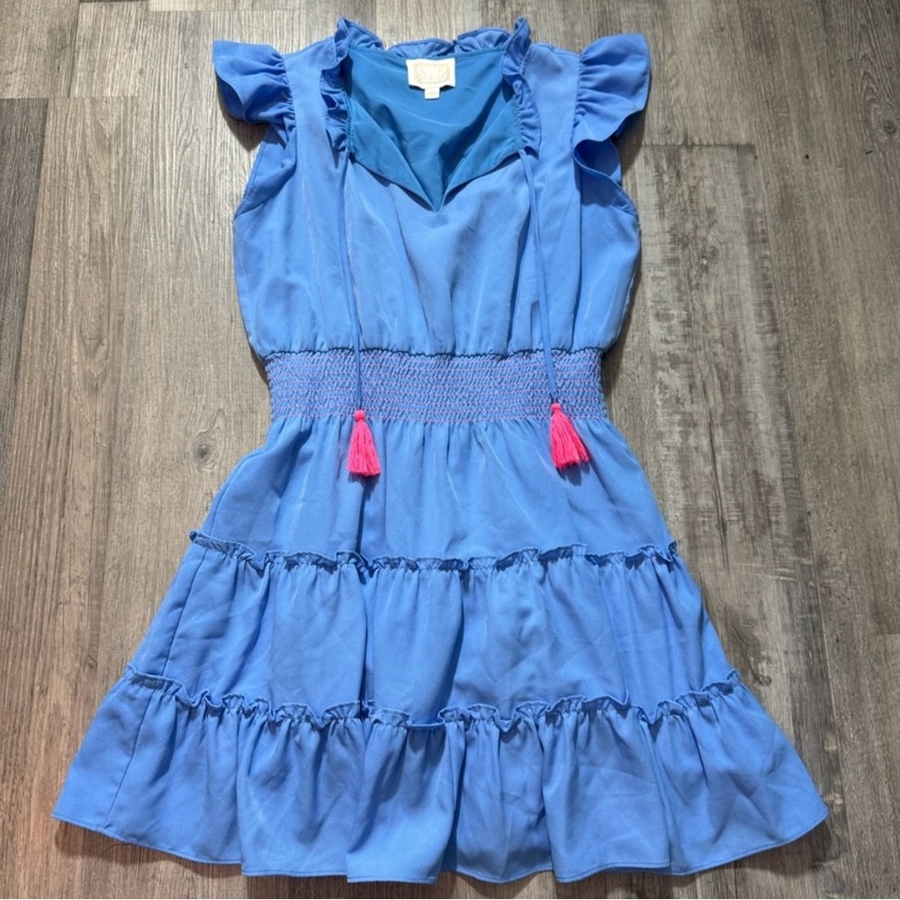 Sail to Sable sleeveless tiered ruffle dress size L.